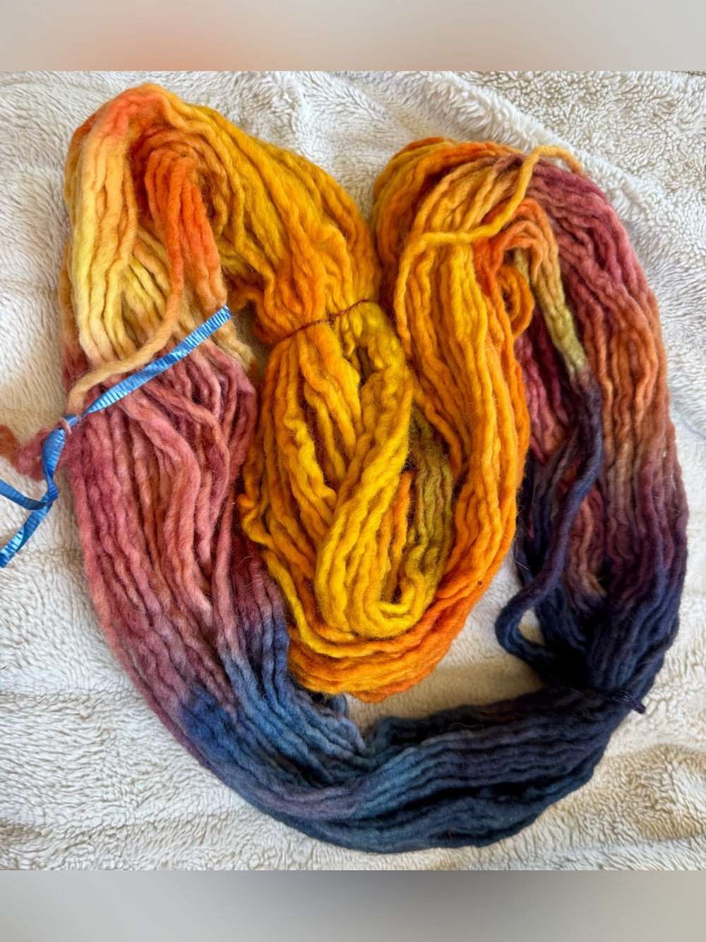 Hand-Dyed Multicolor Merino Wool Yarn Skein - Vibrant Sunset Shades